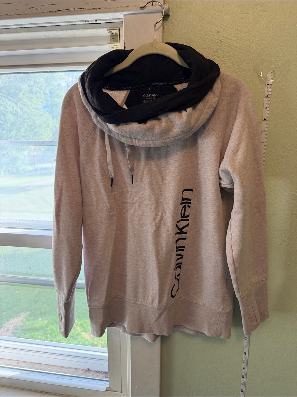Calvin Klein Light tan-brown Pullover Sweater with Brown Cowl